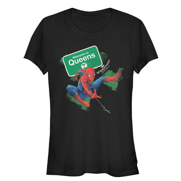 Junior's Marvel Spider-Man: Homecoming Welcome to Queens  Graphic Tee Black 2X Large
