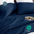 thumbnail image 6 of Bare Home Premium 1800 Collection 4-Piece Bed Sheet Set, Full-XL, Heathered Dark Blue, 6 of 9