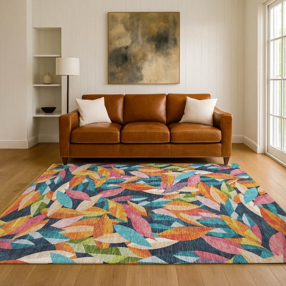 Addison Rugs Mayfield Premium Machine Washable Transitional Casual Navy Rectangle Rug, 10' x 14'