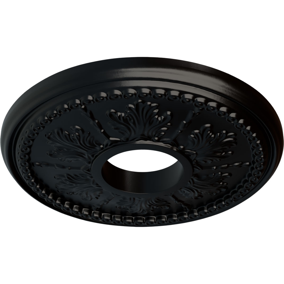 Ekena Millwork 13 7/8"OD x 3 3/4"ID x 1 1/4"P Tirana Ceiling Medallion (Fits Canopies up to 4 3/4"), Hand-Painted Jet Black - image 2 of 4