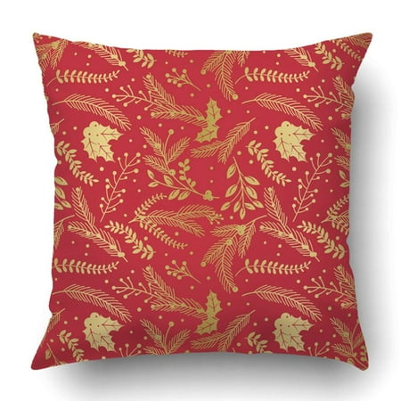 Holiday Faux Florals ARTJIA Faux Gold Foil Christmas Holiday Florals Pillowcase Throw Pillow Cover Case 20x20 inches ()