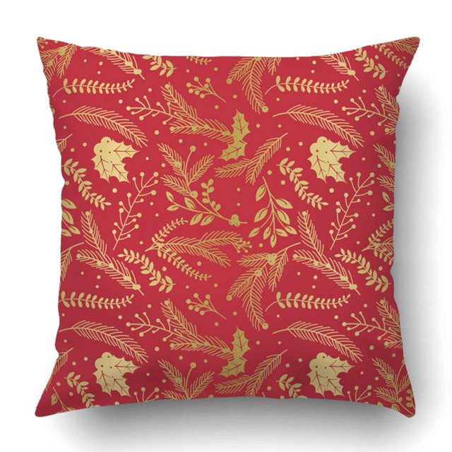 ABPHQTO Faux Gold Foil Christmas Holiday Florals Funda de almohada Throw Pillow Cover Case 45x45 cm