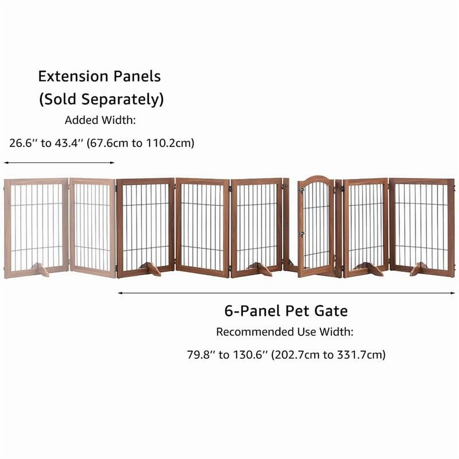 beeNbkks Extra Wide Pet Gate, 6 Panels Freestanding 6-Panel,Walnut - Walnut