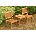 thumbnail image 5 of Teak Dining Set: 2 Seater 3 Pc: 21" Sack Square Side Table & 2 Arbor Stacking Armless Chairs Outdoor Patio Grade-A Teak Wood WholesaleTeak #WMDSAB51, 5 of 6
