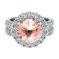 thumbnail image 4 of Morganite Wedding Ring Set 14K White Gold Halo Rings for Women 8.00 MM 5.90 Carat, 4 of 5