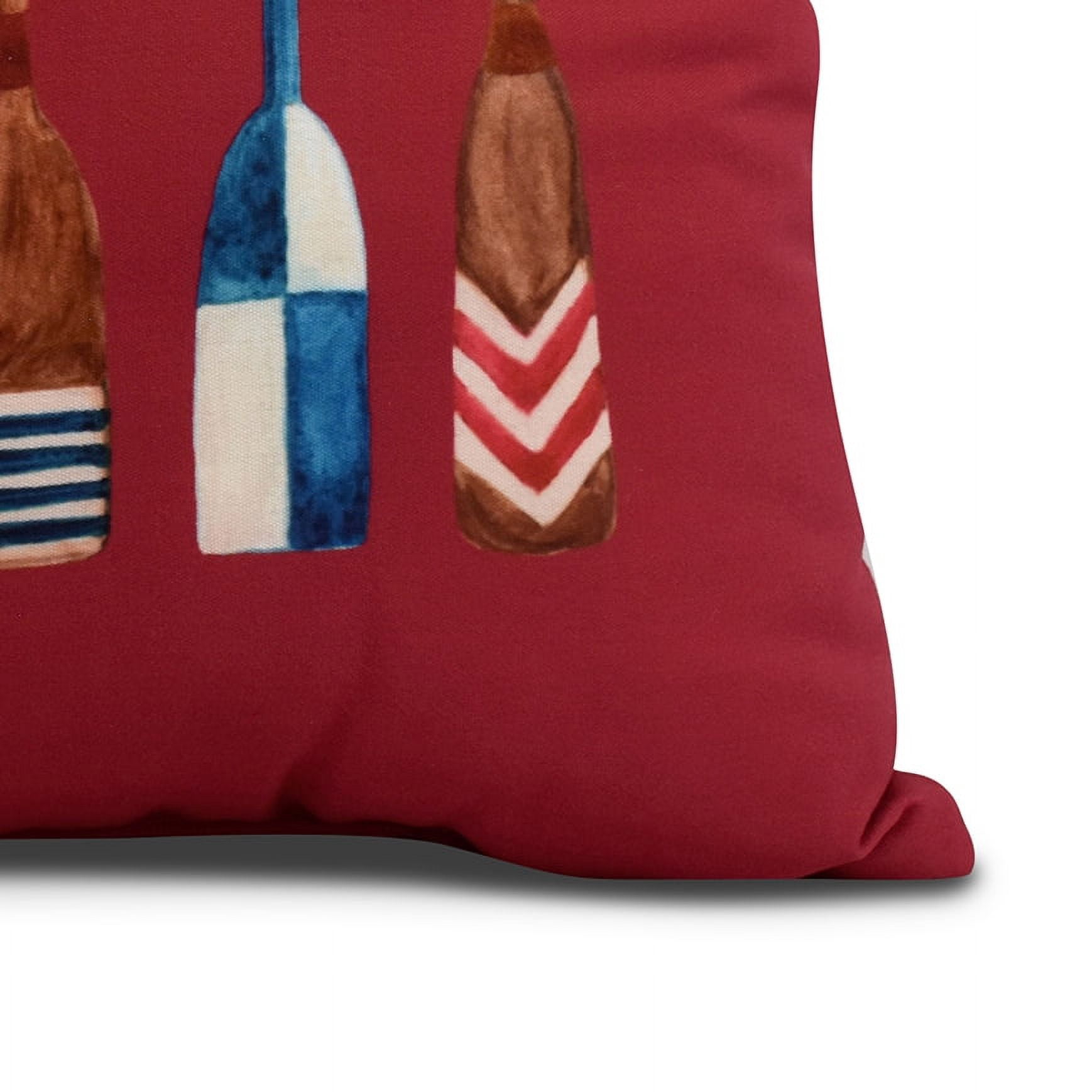 Simply Daisy, 20" x 20" Oar Multi Painted, Geometric Print Outdoor Pillow, Red
