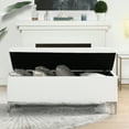 thumbnail image 4 of 20 - inch wide white storage bench with chrome legs for modern home provides strong support and storage space, 4 of 5