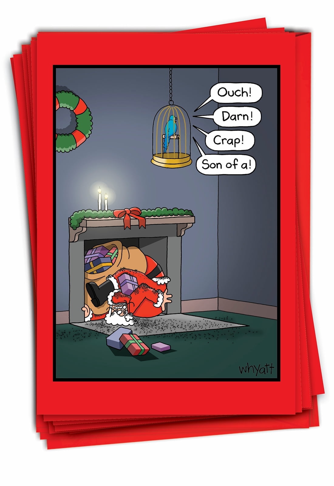 NobleWorks 12 Weihnachtskarten „Santa Doctor“ – Lustige Grußkarten Mit Umschlägen, Comic-Stil