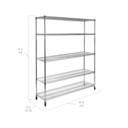 Seville Classics UltraDurable Commercial-Grade 5-Tier NSF-Certified Steel Wire Shelving with Wheels, 60 x 18, Silver