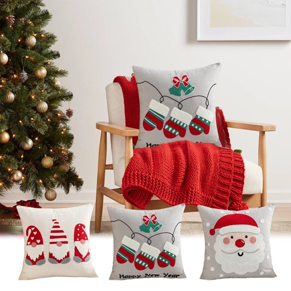 Nkmbld Christmas Decor Christmas Embroidery Pillowcase, Super Soft and Comfortable Pillows Cover for Living Room Bedroom Sofa Couch Cushion Cover, Gray