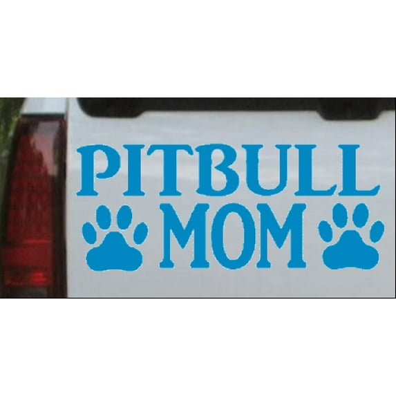 Pitbull Mom with Paw Prints Car or Truck Window Decal Sticker
