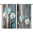 thumbnail image 6 of Teal Farmhouse Daisy Kitchen Curtains Wooden Flower Small Short Cafe Window Curtains Rustic Floral Butterfly Country Bathroom Drapes Treatment Tier Curtains 2 Panels (27.5x24 Inch), 6 of 6