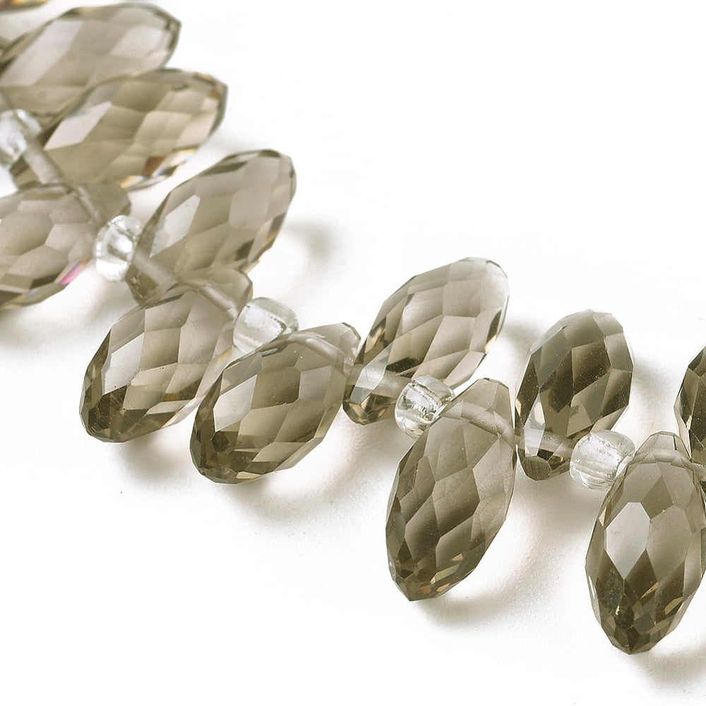 Crystal Glass Beads Strands Top Drilled Beads Faceted Teardrop Dark Gray 13x6mm Hole: 1mm about 100pcs/strand 16.5 inch