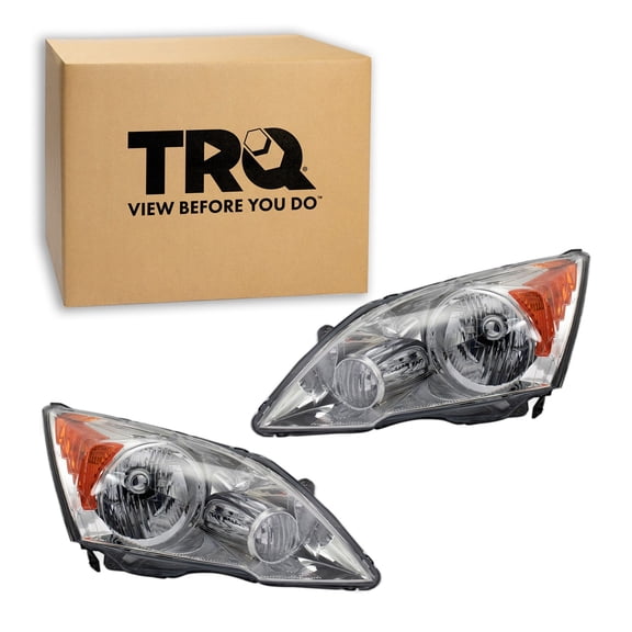 TRQ 2 Piece Headlight Assembly Set Driver & Passenger Side Fits 2007-2011 Honda CR-V HO2502129 HO2503129