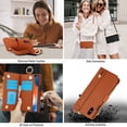 thumbnail image 5 of Allytechgroup Wallet Case for iPhone XR, RFID Blocking Multiple Cards Holder Zipper Pocket Hand Strap Shockproof Stand Phone Case with Crossbody Lanyard for Women Girls, Brown, 5 of 7