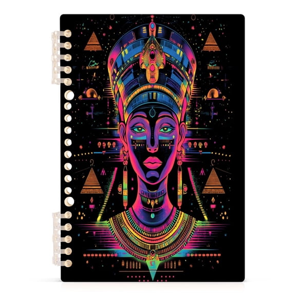 Ring Binder Notebook Journey Note Diary College Ruled Spiral Notebook Study Loose Leaf Cyberpunk Neon Colors Paper A5 60 Pages