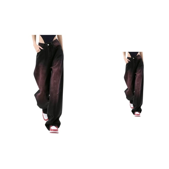 Baggy High Waist Jeans for Women Y2K Vintage Boyfriend Style, Loose Straight Leg Streetwear Trousers with E-Girl
