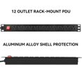 thumbnail image 2 of BTU Power Strip Protector contra sobretensiones PDU para montaje en bastidor, regleta de alimentación de 12 tomacorrientes con interruptor, montaje en metal resistente para bastidores de servidores, g, 2 of 5