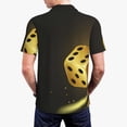 thumbnail image 3 of Balery Golden Dice Printed Men’s Short Sleeve Polo Shirt, Midweight Men's Shirt,Golf Polo shirts -Small, 3 of 8