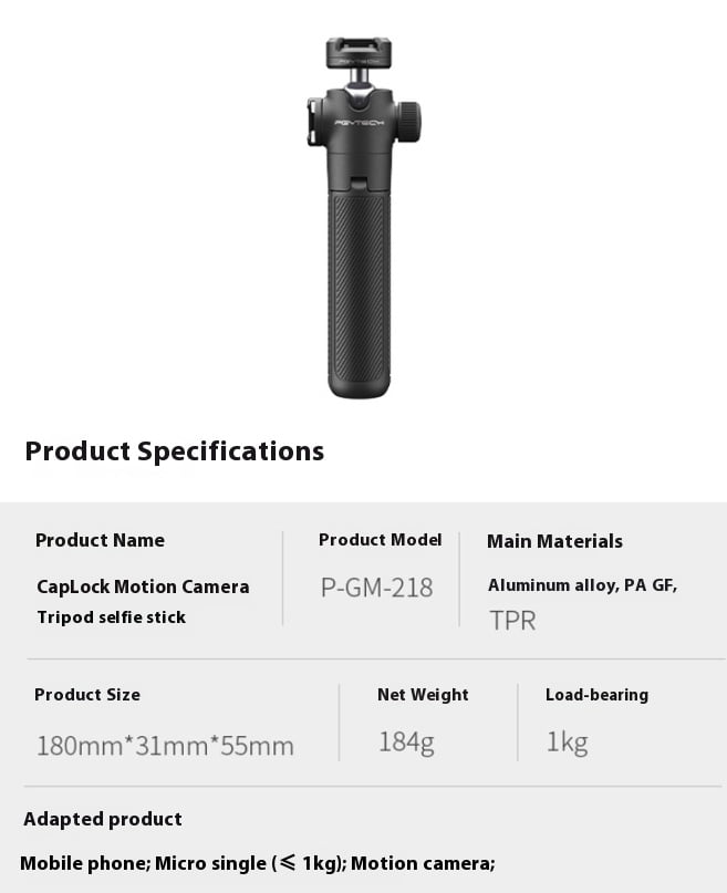 Camera Tripod Selfie Stick - Bigcan Compact Vlogging Tripod with Ball Head, Quick Release Mount and 360° Swivel for Action Camera, Smartphone, Mirrorless Camera