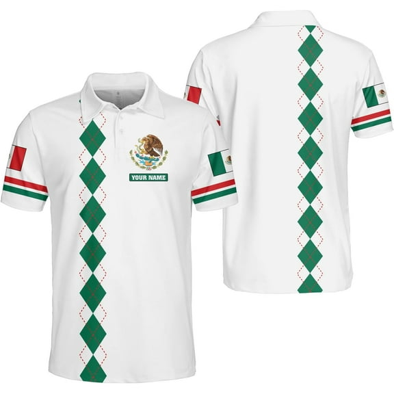 Personalized Mexico Polo Shirt 3D Mexico Shirts for Men Mexican Flag Gifts Unisex 3D Mexico Coat of Arms Polo 3D Gift (S)