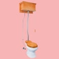 thumbnail image 3 of Light Oak High Tank Pull Chain Toilet Round White Porcelain Bowl Adjustable H 59"- 74" Renovator's Supply, 3 of 8