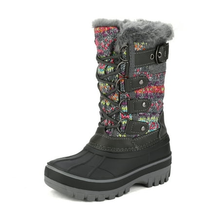 

Dream Pairs Ankle Snow Boots Boys Girls Winter Warm Lace Up Waterproof Boots Shoes KRIVER-1 GREY/MULTI Size 6