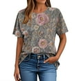 thumbnail image 5 of Hauts d'Été pour Femmes DYTTDG T-shirt à Fleurs Mode pour Femmes Grande Taille Col Rond Manches Courtes Décontracté Ample Tee Haut Hauts pour Femmes Liquidation Moins de 10 Multicolore,G, 5 of 5