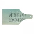 thumbnail image 1 of Lifestyle Cutting Board, Life Begins at the End of Your Comfort Zone Words Concept Print, Decorative Tempered Glass Cutting and Serving Board, Wine Bottle Shape, Multicolor, by Ambesonne, 1 of 1