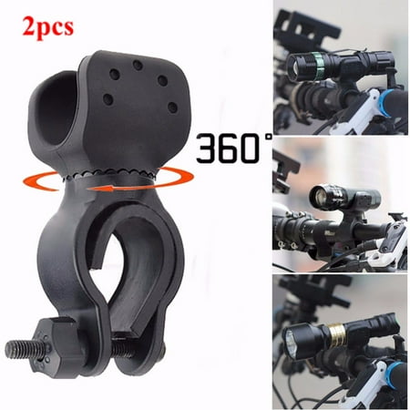 - 2-Pack 360° Rotation Bicycle LED Torch Lamp Flashlight Mount Bracket Holder Torch Clip