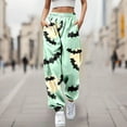 thumbnail image 2 of Women's Pants Festival Sweatpants Printed Drawstring With0Pockets Cartoon Mint Green Trousers Pants for Women L, 2 of 4