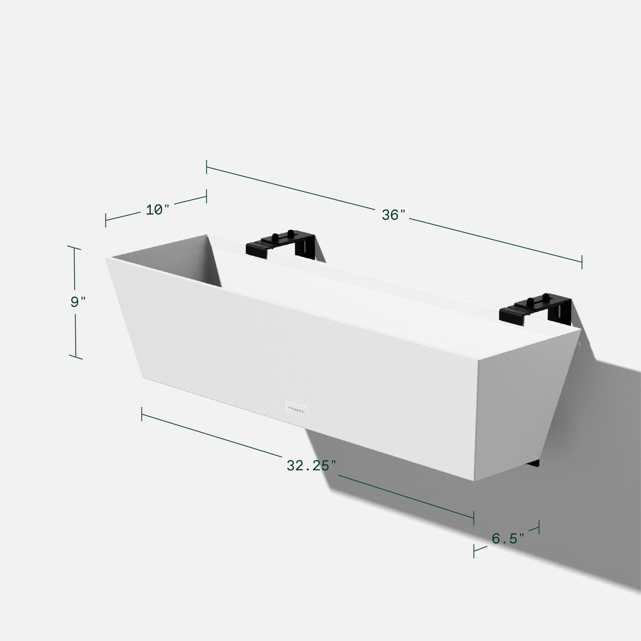 Veradek Pure Series Railing 36" Plastic Planter 2-Pack White