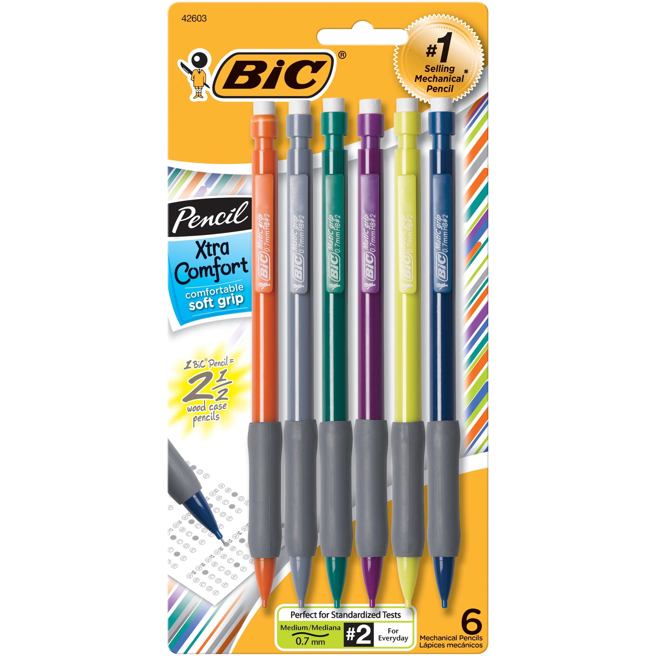 BIC Matic Grip Mechanical Pencils, 0.7mm, 5 Per Pack, 6 Packs