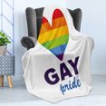 thumbnail image 4 of Pride Soft Flannel Fleece Throw Blanket, Polygonal Gay Rainbow Heart with Inscription LGBT Love Romance Culture Community, Cozy Plush for Indoor and Outdoor Use, 50" x 60", Multicolor, by Ambesonne, 4 of 5