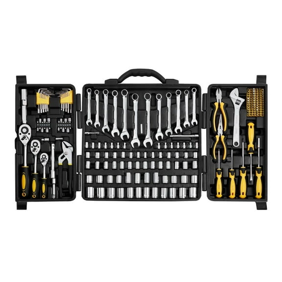 207-Piece Mechanics Tool Set 1/4" 3/8" 1/2" Drive Sockets SAE and Metric