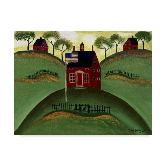 Trademark Fine Art 'Red School House Barn ' Canvas Art by Cheryl Bartley