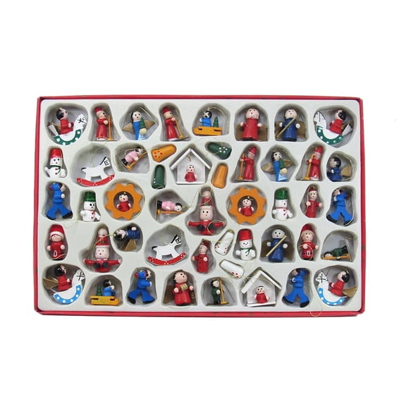 Kurt S. Adler Petite Treasures Wooden Ornament, Mini, Set of 48