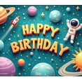 thumbnail image 4 of Space Theme Happy Birthday Banner Astronaut Design Colorful Planets for Kids Party Celebration Decoration, 4 of 7