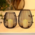 thumbnail image 1 of Decoración elegante y con estilo para su hogar Juego de 2 candelabros de metal negro mate, 1 of 5