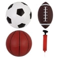 thumbnail image 1 of 1 Set/3pcs Inflatable Ball Toys Rugby Soccer Ball and Basketball with Pump, 1 of 6