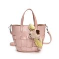 thumbnail image 1 of Hermoso bolso de mano tipo cubo de estilo coreano para mujer, bolso de mensajero de canasta tejida texturizada y personalizada, bolso de hombro moderno y elegante., 1 of 5