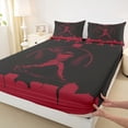 thumbnail image 3 of Homewish Teens Baseball Print Full Size Sheets, Black Crismon Abstract Bed Sheets, Cartoon Sports Theme Sheet Sets, Microfiber Bedroom Decor, 4 Pieces, 3 of 7