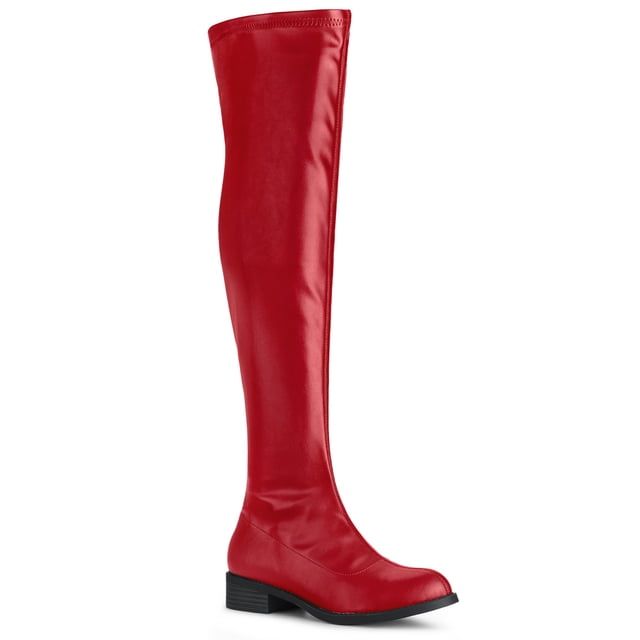 Unique Bargains Bottes Cuissardes pour Femmes à Talon Bloc Cuissardes au-Dessus du Genou Rouges (Taille 8)