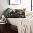 thumbnail image 7 of Binfone Daisy Sleeping Sloth Standard Size Pillowcase, Long Staple Pure Cotton Envelope Closure Pillow Cover (Pillow core not included),16"x24", 7 of 7