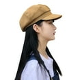 thumbnail image 4 of IDALL Newsboy Cap Beret Hats Women's Spring/Summer Korean Edition Versatile Simple British Vintage Bright Line Beret Outdoor Tourist Painter Hat Hat Peaky Blinders Hat Flat Cap Khaki One Size, 4 of 4