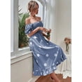 thumbnail image 4 of Women‘s Summer Dot Dress Women‘s Elegant Square Neckline Large Dot Ruffle Edge Temperament Slim Fit Short Sleeve Dress, 4 of 6