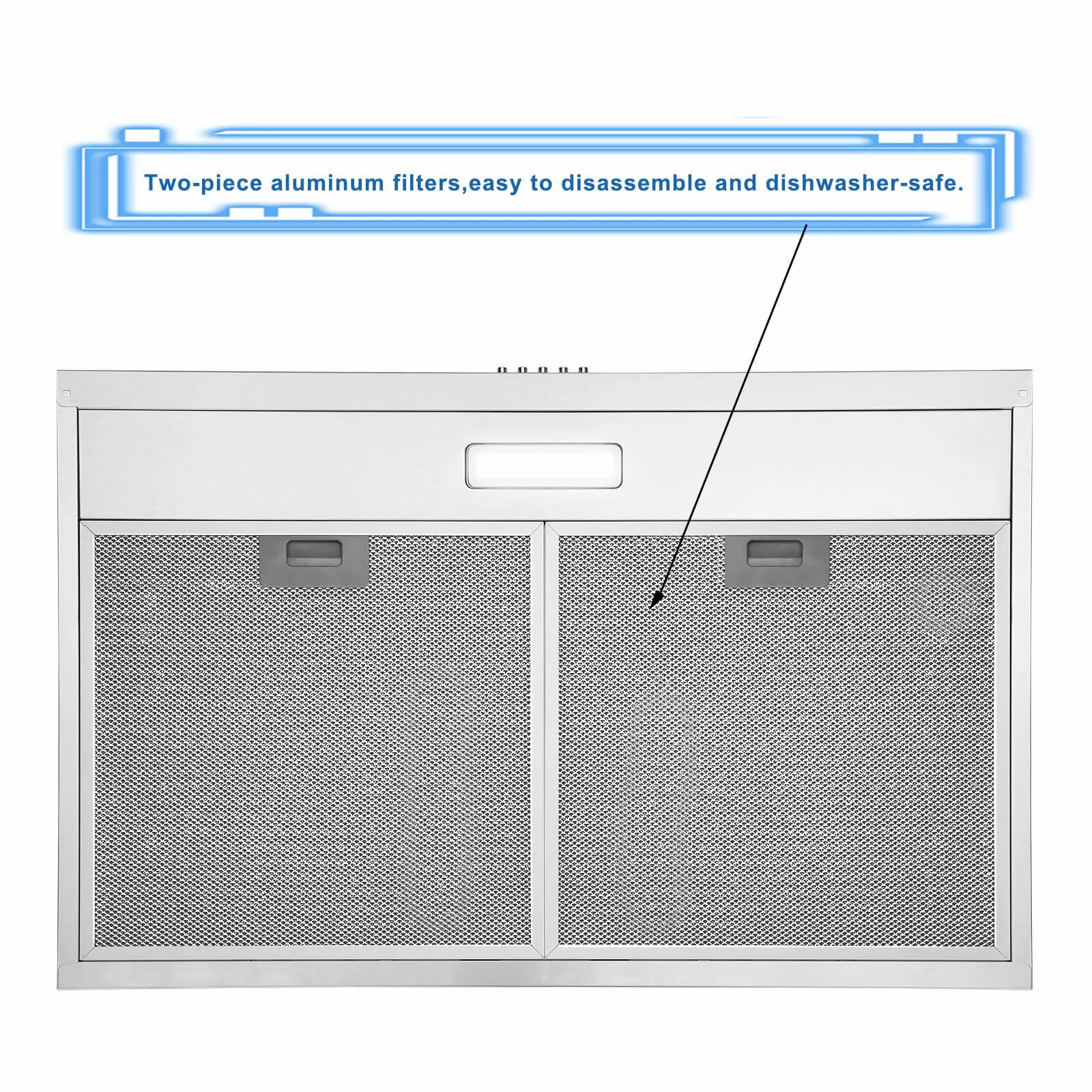 30 inch Under Cabinet Range Hood Stainless Steel Kitchen 230CFM Vent LED Light with Carbon Filter
