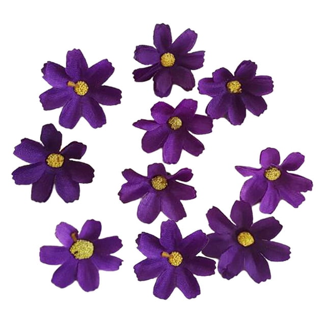 10 flores artificiales de margaritas realistas, ideales para decorar tu hogar o escenario. Púrpura