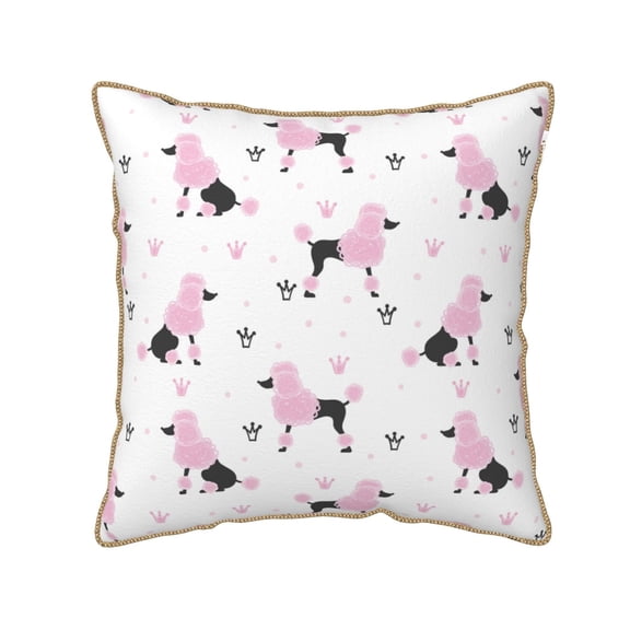 Xecao Cute Poodle Dog Print Soft Velvet Decorative Throw Pillow Covers, Square Cushion Cases for Bed, Sofa, Living Room, Car, and Indoor Outdoor Use-16"x16"