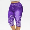 thumbnail image 2 of Olyvenn Women's Oversized Sexy Temperament Printed Sports Active Leggings Paired With Hip Lifting Yoga Capris Comfy Holiday Female Dressy Fashion Purple 6, 2 of 4